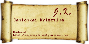 Jablonkai Krisztina névjegykártya