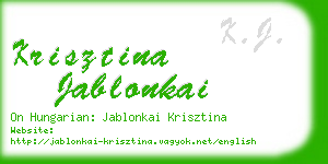 krisztina jablonkai business card